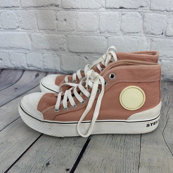 Stella McCartney Pink Canvas High-Top Sneakers size 38 - Picture 3 of 8